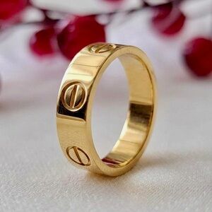 18K Gold Plated Screw Motif Love Ring Size 10